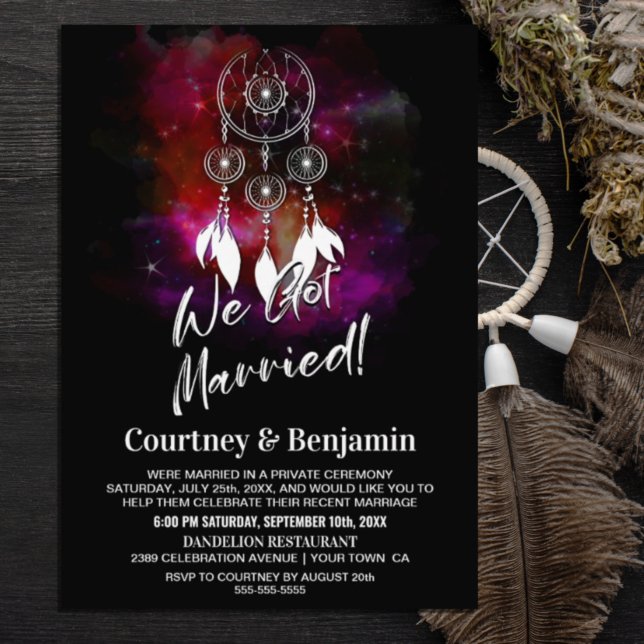 Invitation Attrape-rêves de Nuit Étoilée Réception de Mariage (Créateur téléchargé)