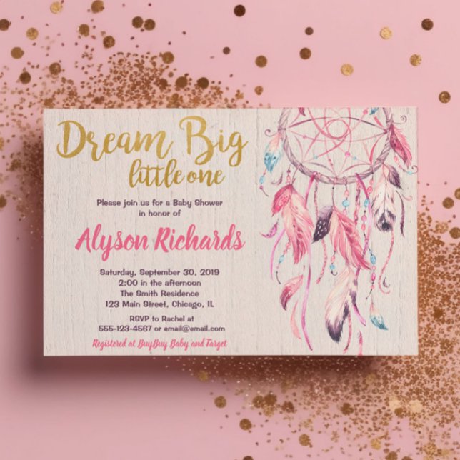 Invitation Attrape-rêves rêve grand petit bébé fille shower (Créateur téléchargé)