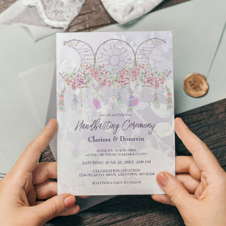 Invitation Attrape-rêves triple lune Boho pour cérémonie de m