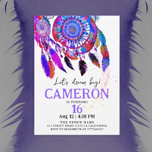 Invitation Attrape-rêves violet cool aquarelle indien