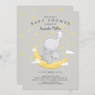 Invitation Attrapez Un Étoile Baby shower Eléphant Bunny Neut