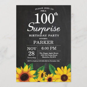 Invitation au 100e anniversaire de Sunflower Surpr