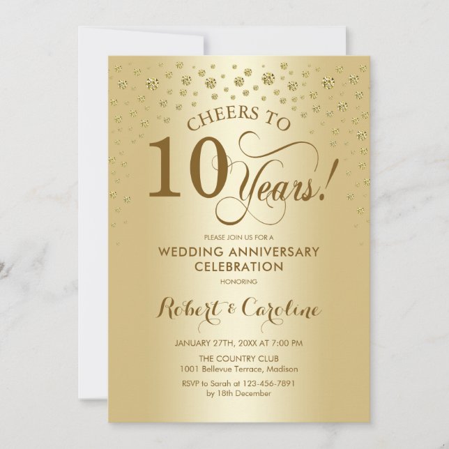 Invitation au 10ème anniversaire de mariage (Devant)