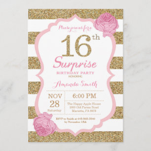 Invitation au 16e anniversaire de Pink and Gold Su