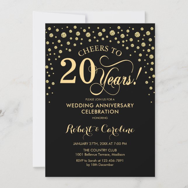 Invitation au 20e anniversaire de célébration Gold (Devant)