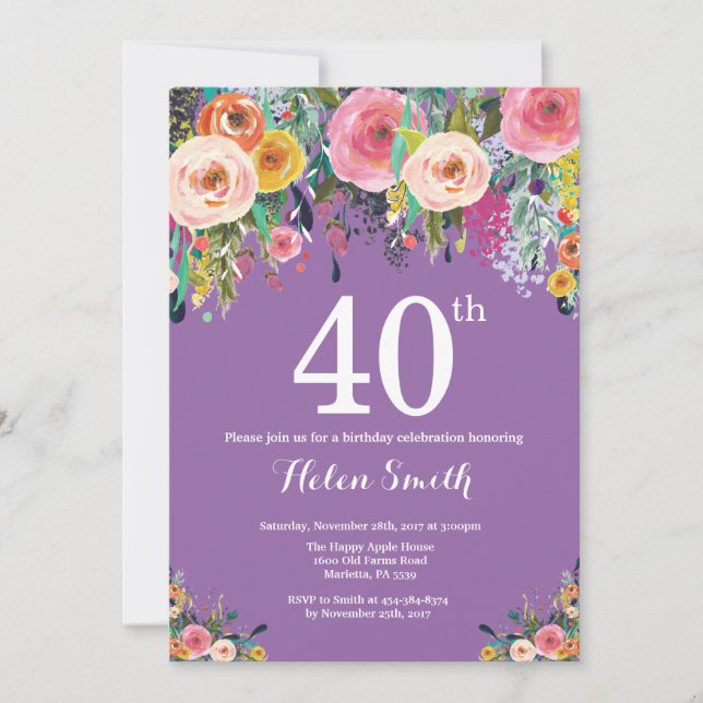 Invitation au 30e anniversaire de la florale viole (Devant)