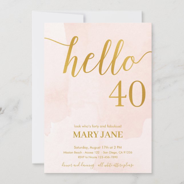 Invitation au 40e anniversaire de l'anniversaire d (Devant)