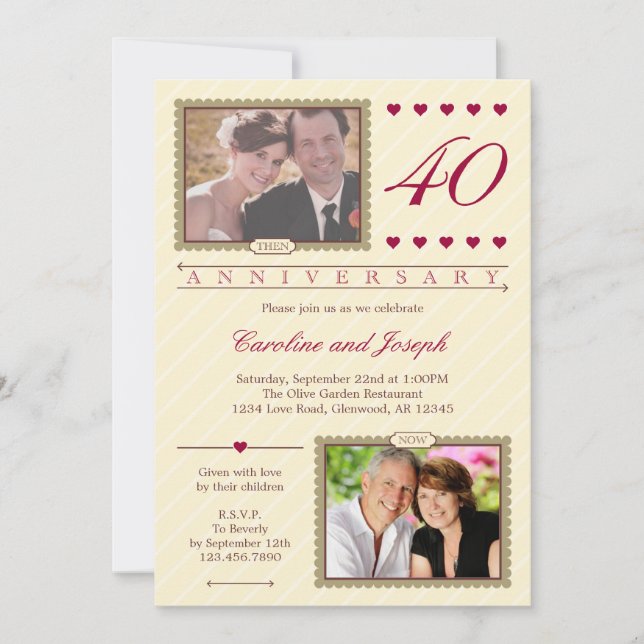 Invitation au 40e anniversaire de Mariage (Devant)