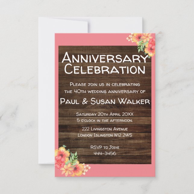 Invitation au 40e anniversaire de mariage (Devant)
