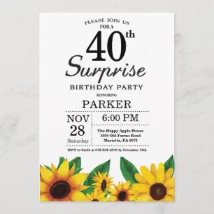 Invitation au 40e anniversaire de Sunflower Surpri