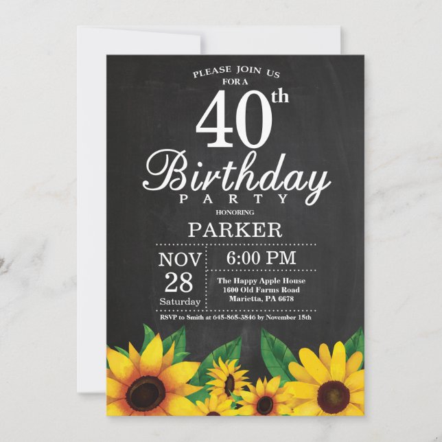 Invitation au 40e anniversaire du tournesol (Devant)