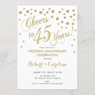 Invitation au 45e anniversaire de mariage - Or et 