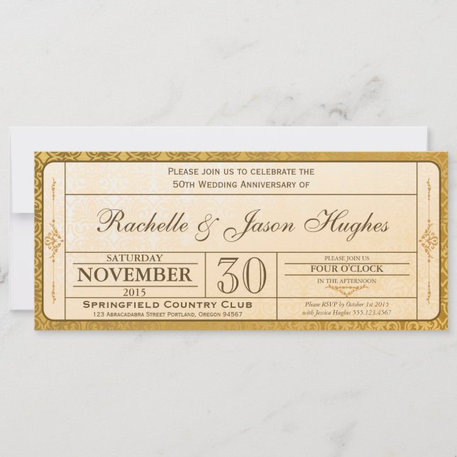 Invitation au 50e anniversaire de l'Mariage d'or (Devant)