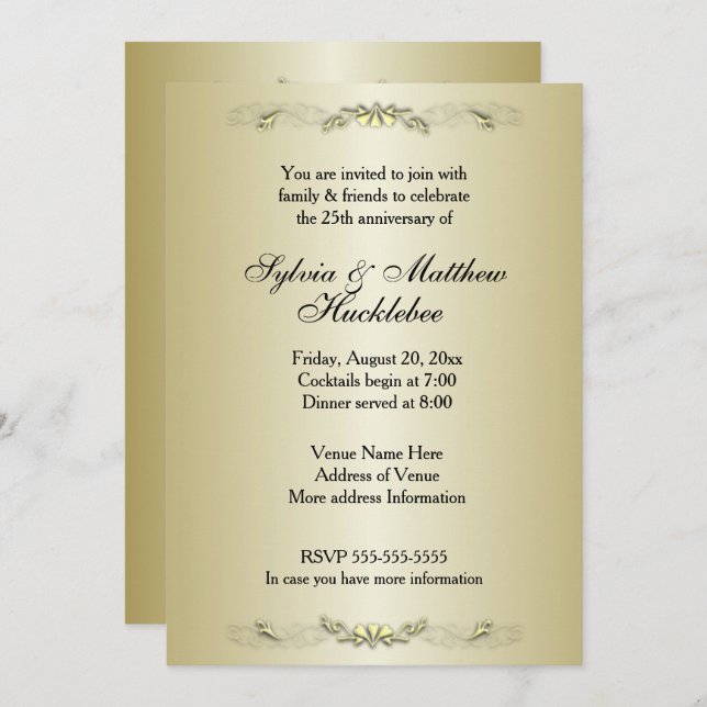 Invitation au 50e anniversaire de mariage (Devant / Derrière)