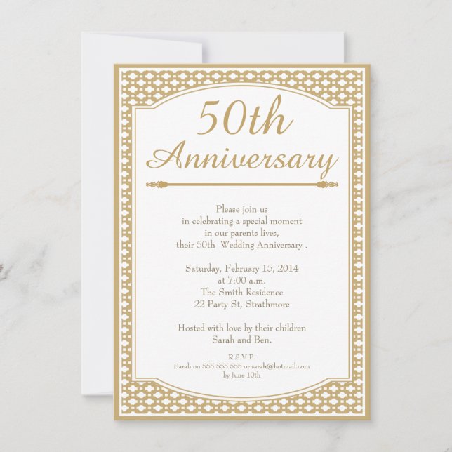 Invitation au 50e anniversaire de mariage (Devant)