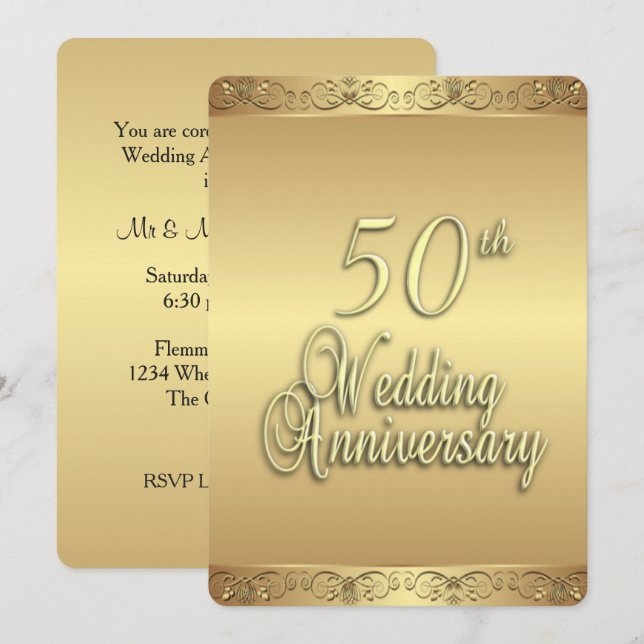 Invitation au 50e anniversaire de mariage (Devant / Derrière)