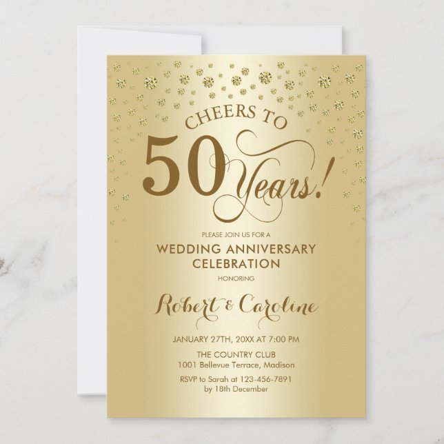 Invitation au 50e anniversaire de mariage en or (Devant)