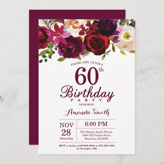 Invitation au 60e anniversaire de la florale de Bo (Devant / Derrière)