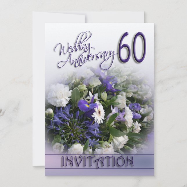 Invitation au 60e anniversaire de mariage Fleurs b (Devant)