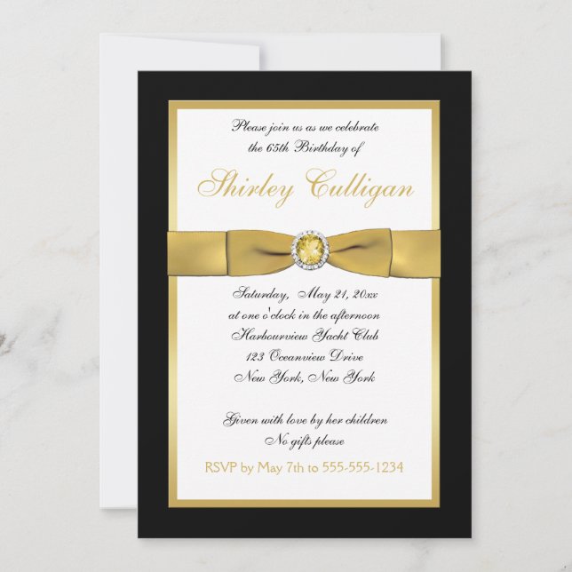 Invitation au 65e anniversaire Black and Gold (Devant)