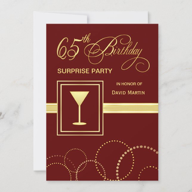 Invitation au 65e anniversaire du Surprise Party - (Devant)