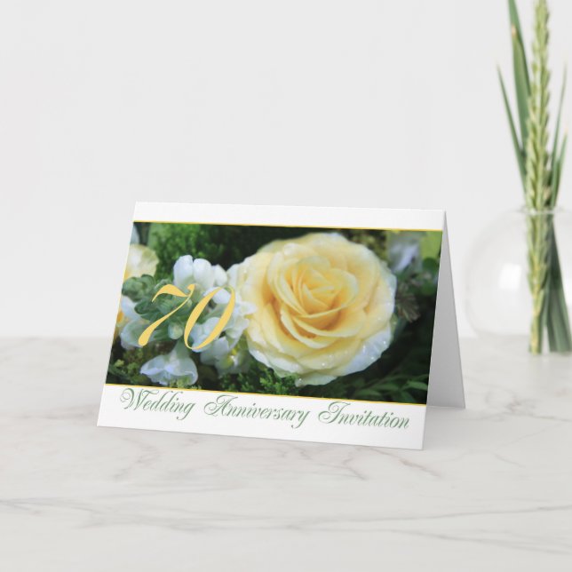 Invitation au 70e anniversaire de mariage - Rose j (Devant)