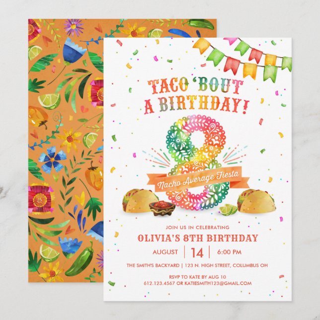 Invitation au 8e anniversaire du fiesta (Devant / Derrière)