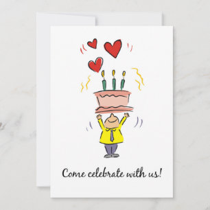Invitation au 90e anniversaire de fête avec gâteau