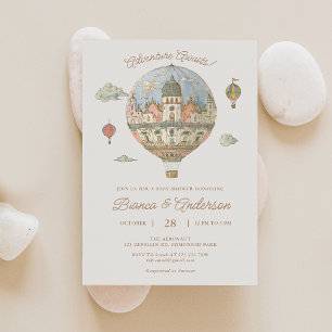 Invitation au Baby shower à air chaud vintage