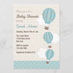 Invitation au Baby shower à ballon à air chaud (bl