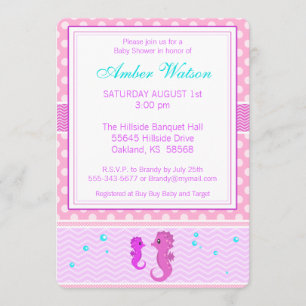 Invitation au Baby shower à cheval rose