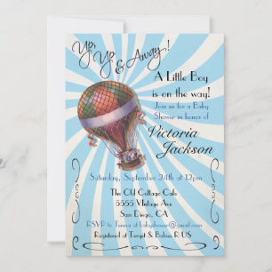 Invitation au Baby shower à montgolfière