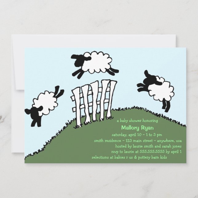 Invitation au Baby shower à moutons (Devant)