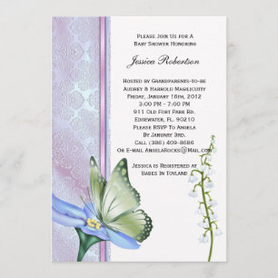 Invitation au Baby shower à papillon