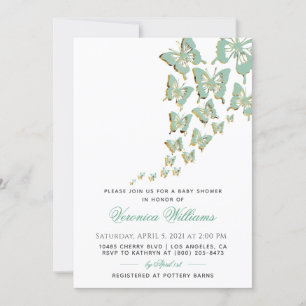 Invitation au Baby shower à papillon