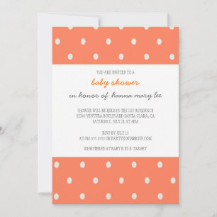 Invitation au Baby shower à points Polka orange