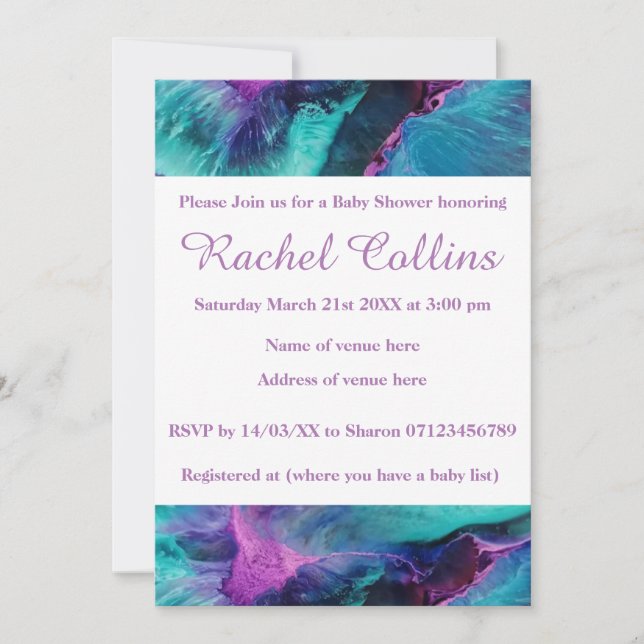 Invitation au Baby shower Abstrait Mermaid Splash (Devant)