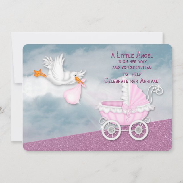 INVITATION AU BABY SHOWER - ANGEL DU CIEL (Devant)