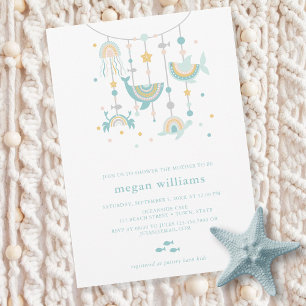 Invitation au Baby shower animal de la mer de Boho