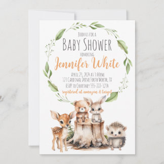 Invitation au Baby shower animal des bois