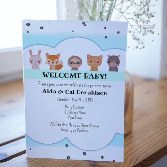 Invitation au Baby shower animal doux (Créateur téléchargé)