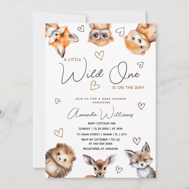 Invitation au Baby shower animal Little Wild One (Devant)
