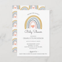 Invitation au Baby shower arc-en-ciel