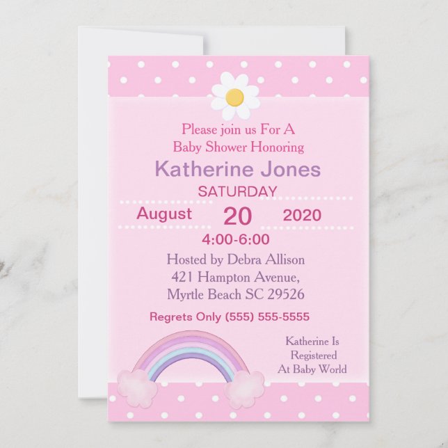 Invitation au Baby shower arc-en-ciel (Devant)