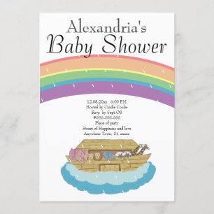 Invitation au Baby shower Arche Retro Rainbow Noah