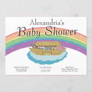 Invitation au Baby shower Arche Retro Rainbow Noah