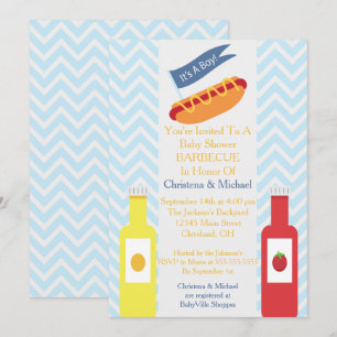 Invitation au Baby shower BBQ de Blue Chevron Hotd