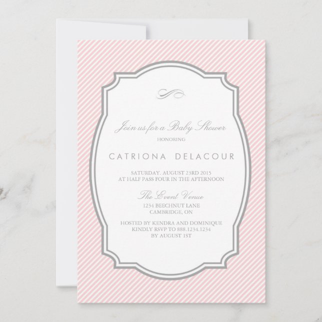 INVITATION AU BABY SHOWER BLANC ET GRIS (Devant)