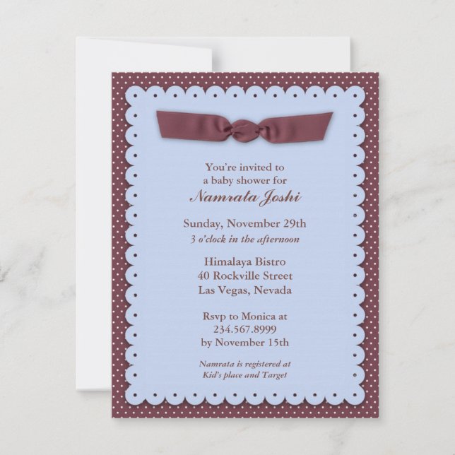 Invitation au Baby shower bleu (Devant)