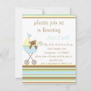 Invitation au Baby shower bleu de Little Bear